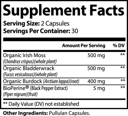 Sea Moss Supplement with Bladderwrack &amp; Burdock Root – Support Overall Health